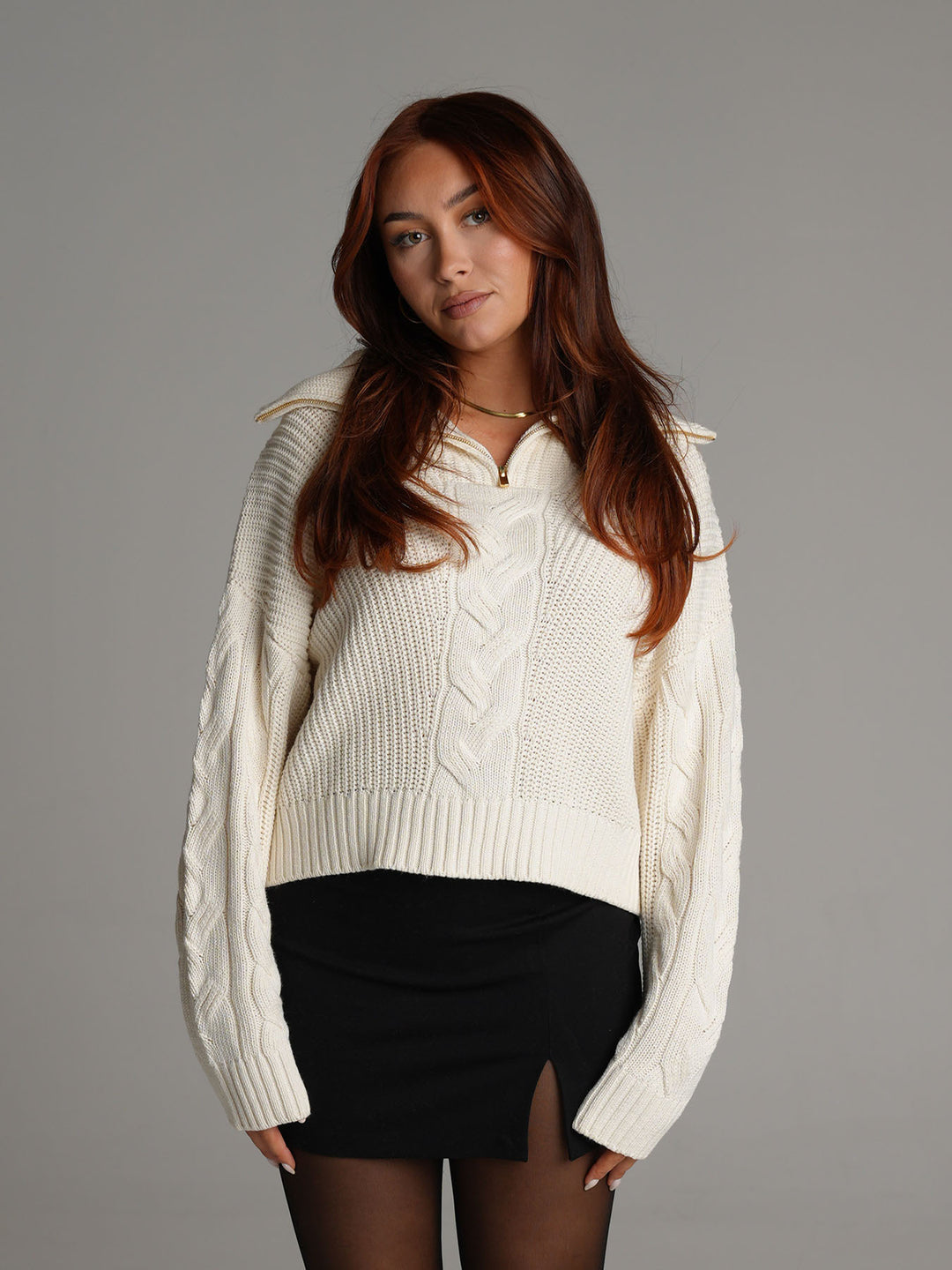 KNITTED - Half-Zip Sweater • Oatmeal
