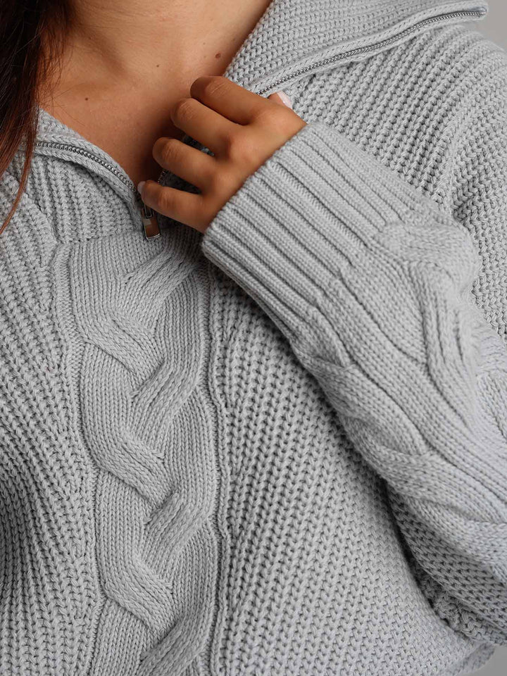 KNITTED - Half-Zip Sweater • Fog