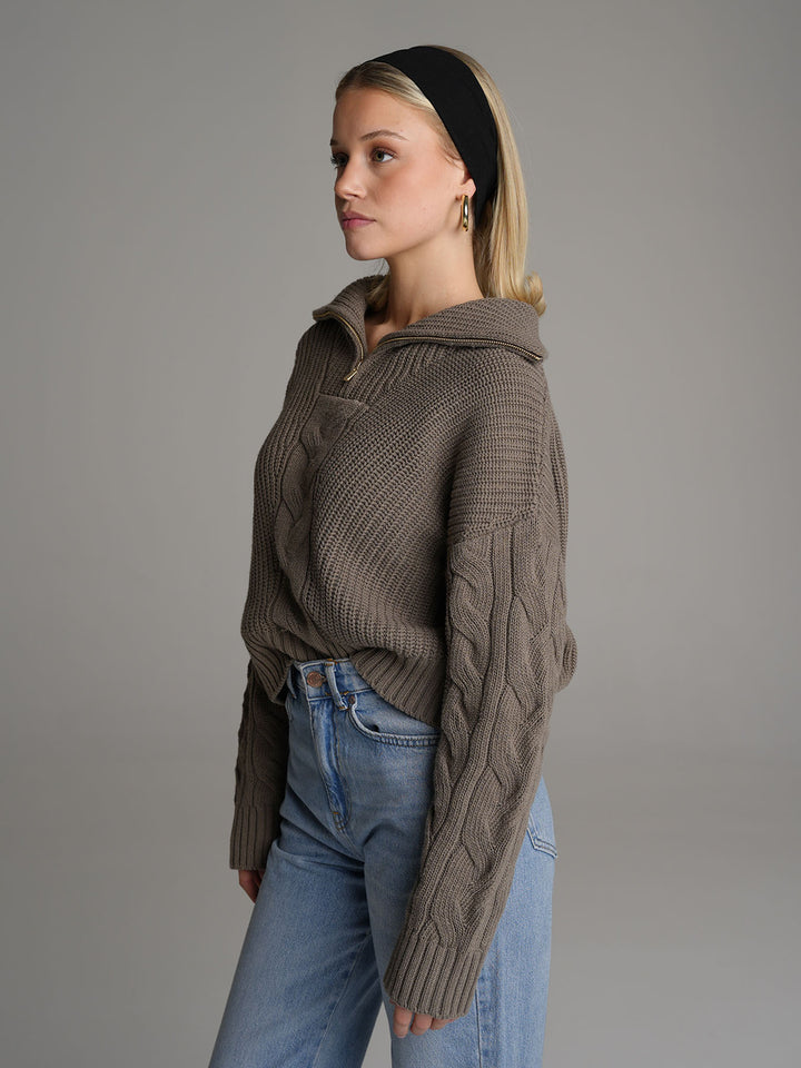 KNITTED - Half-Zip Sweater • Mushroom