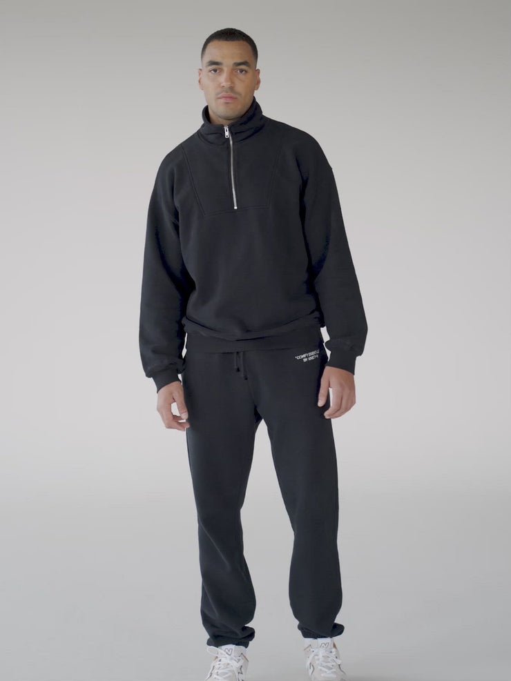 ESSENTIALS - Half-Zip Sweater • Black – NINETY-9